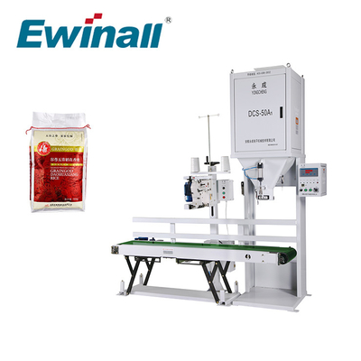 Ewinall DCS-50A1 5 กก. 10 กก. 15 กก. 25 กก. เครื่องบรรจุข้าวพร้อมสายพานเย็บ